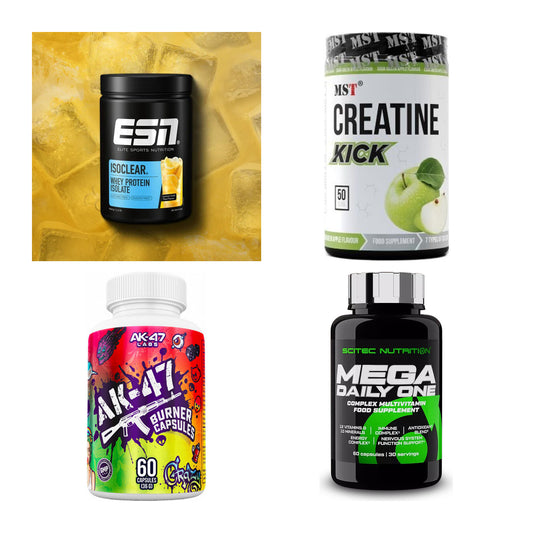Wettkampfvorbereitung: ESN ISOCLEAR + MST Creatine + 2 weitere – alle enthaltenen Artikel