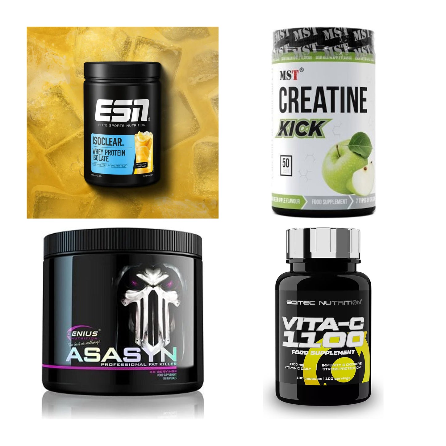 Wettkampfvorbereitung: ESN ISOCLEAR + MST Creatine + 2 weitere – alle enthaltenen Artikel