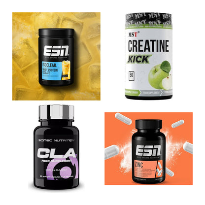 Wettkampfvorbereitung: ESN ISOCLEAR + MST Creatine + 2 weitere – alle enthaltenen Artikel