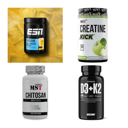 Wettkampfvorbereitung: ESN ISOCLEAR + MST Creatine + 2 weitere – alle enthaltenen Artikel
