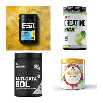Wettkampfvorbereitung: ESN ISOCLEAR + MST Creatine + 2 weitere – alle enthaltenen Artikel