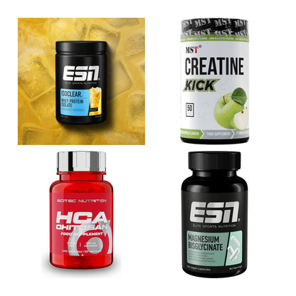 Wettkampfvorbereitung: ESN ISOCLEAR + MST Creatine + 2 weitere – alle enthaltenen Artikel
