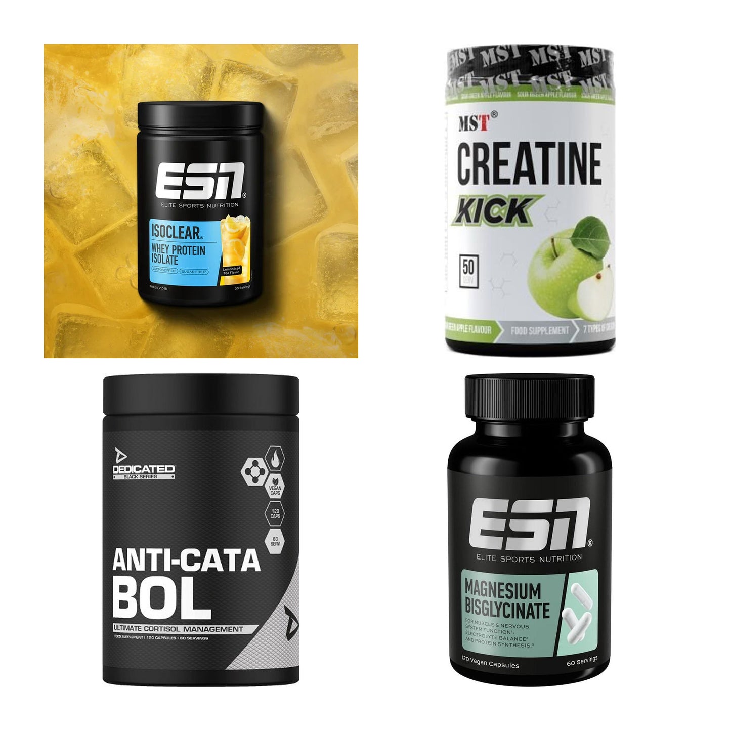 Wettkampfvorbereitung: ESN ISOCLEAR + MST Creatine + 2 weitere – alle enthaltenen Artikel