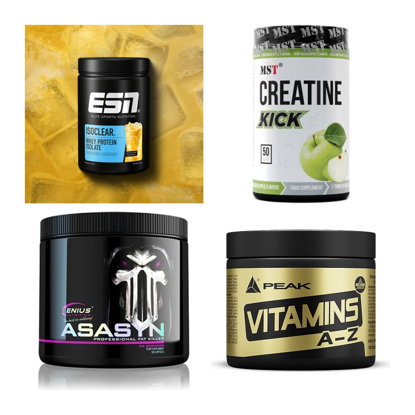 Wettkampfvorbereitung: ESN ISOCLEAR + MST Creatine + 2 weitere – alle enthaltenen Artikel