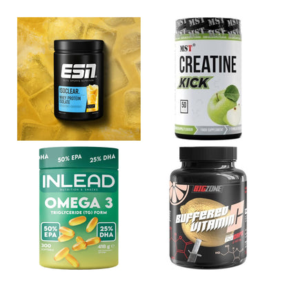 Wettkampfvorbereitung: ESN ISOCLEAR + MST Creatine + 2 weitere – alle enthaltenen Artikel
