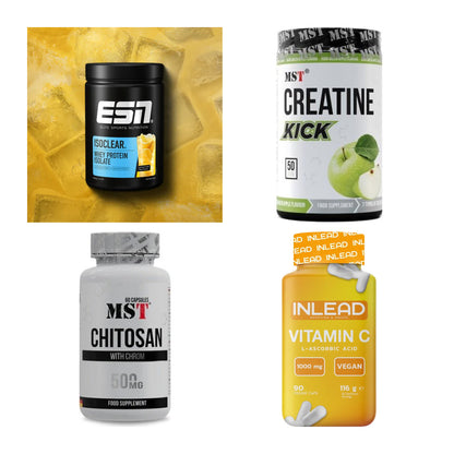 Wettkampfvorbereitung: ESN ISOCLEAR + MST Creatine + 2 weitere – alle enthaltenen Artikel