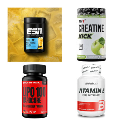 Wettkampfvorbereitung: ESN ISOCLEAR + MST Creatine + 2 weitere – alle enthaltenen Artikel