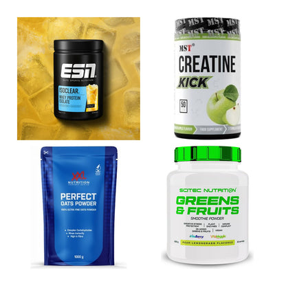 Wettkampfvorbereitung: ESN ISOCLEAR + MST Creatine + 2 weitere – alle enthaltenen Artikel