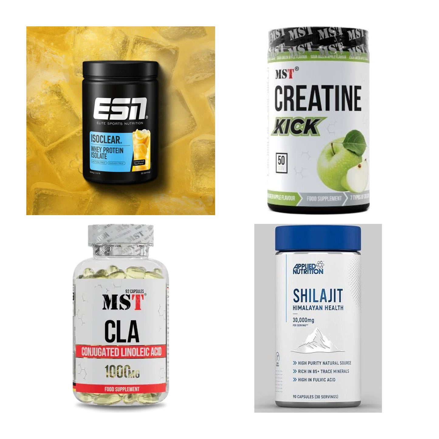 Wettkampfvorbereitung: ESN ISOCLEAR + MST Creatine + 2 weitere – alle enthaltenen Artikel