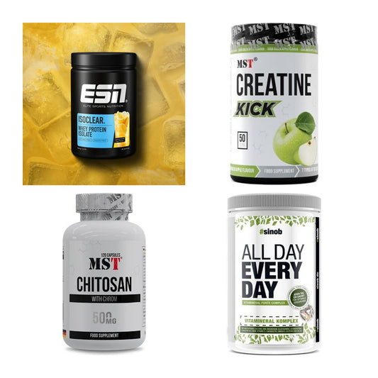Wettkampfvorbereitung: ESN ISOCLEAR + MST Creatine + 2 weitere – alle enthaltenen Artikel