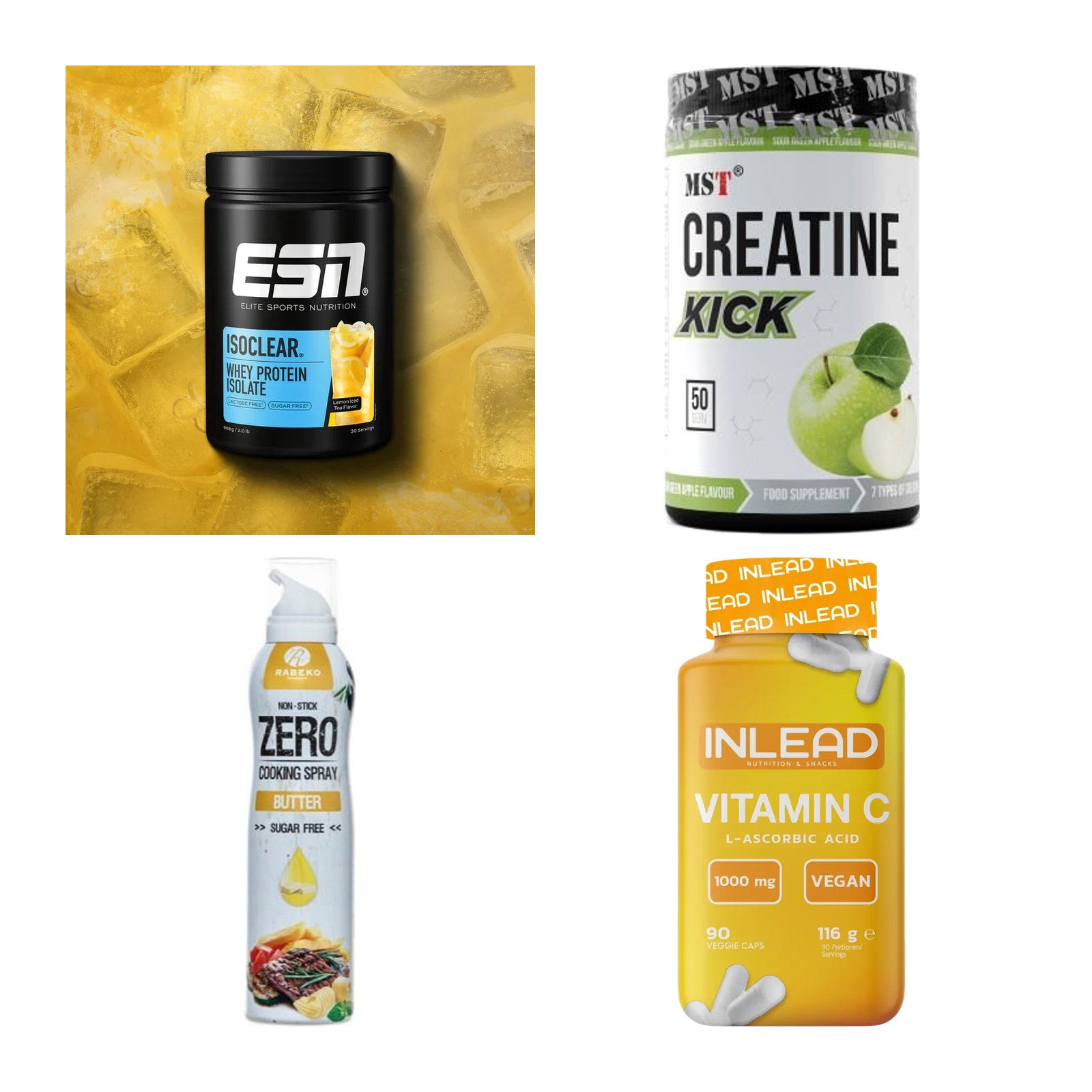 Wettkampfvorbereitung: ESN ISOCLEAR + MST Creatine + 2 weitere – alle enthaltenen Artikel
