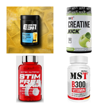 Wettkampfvorbereitung: ESN ISOCLEAR + MST Creatine + 2 weitere – alle enthaltenen Artikel