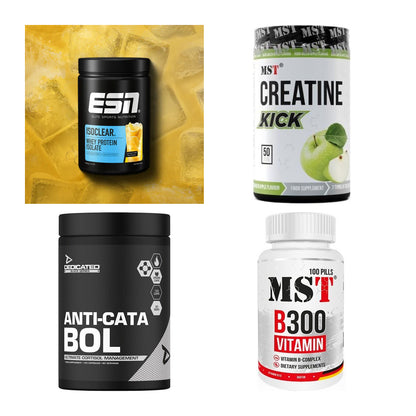 Wettkampfvorbereitung: ESN ISOCLEAR + MST Creatine + 2 weitere – alle enthaltenen Artikel