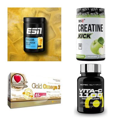 Wettkampfvorbereitung: ESN ISOCLEAR + MST Creatine + 2 weitere – alle enthaltenen Artikel