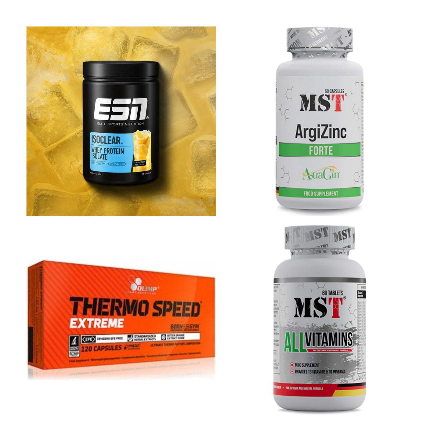 Wettkampfvorbereitung: ESN ISOCLEAR + MST ArgiZinc + 2 weitere – alle enthaltenen Artikel