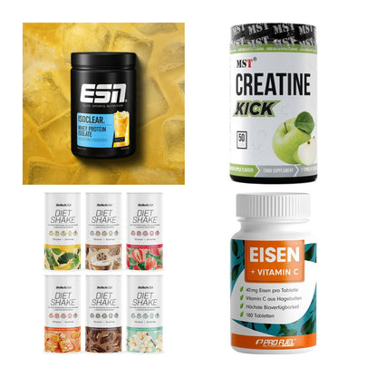 Wettkampfvorbereitung: ESN ISOCLEAR + MST Creatine + 2 weitere – alle enthaltenen Artikel