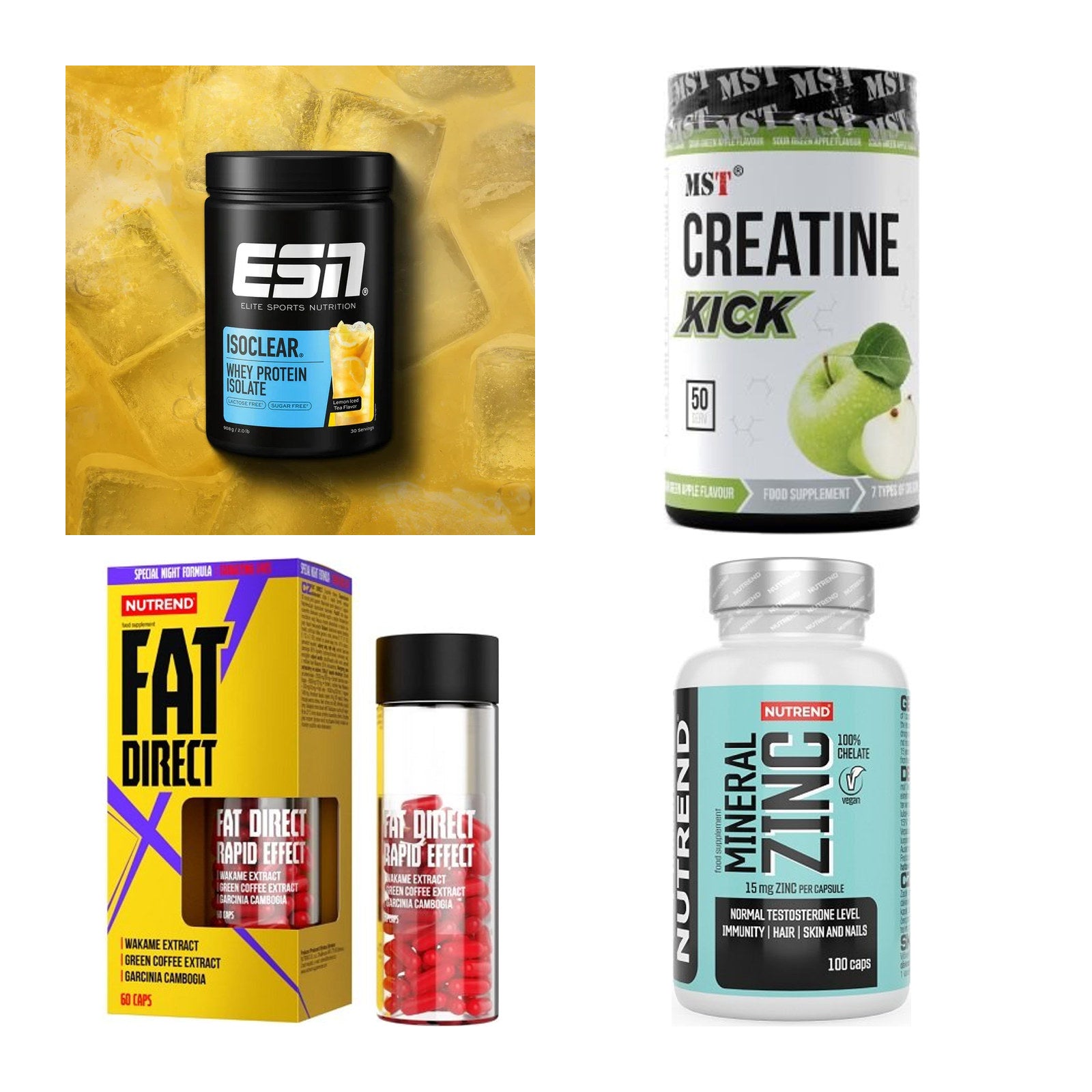 Wettkampfvorbereitung: ESN ISOCLEAR + MST Creatine + 2 weitere – alle enthaltenen Artikel