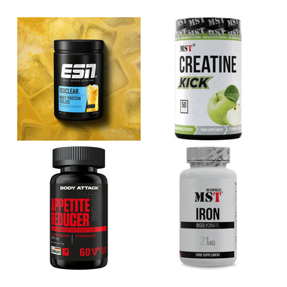 Wettkampfvorbereitung: ESN ISOCLEAR + MST Creatine + 2 weitere – alle enthaltenen Artikel