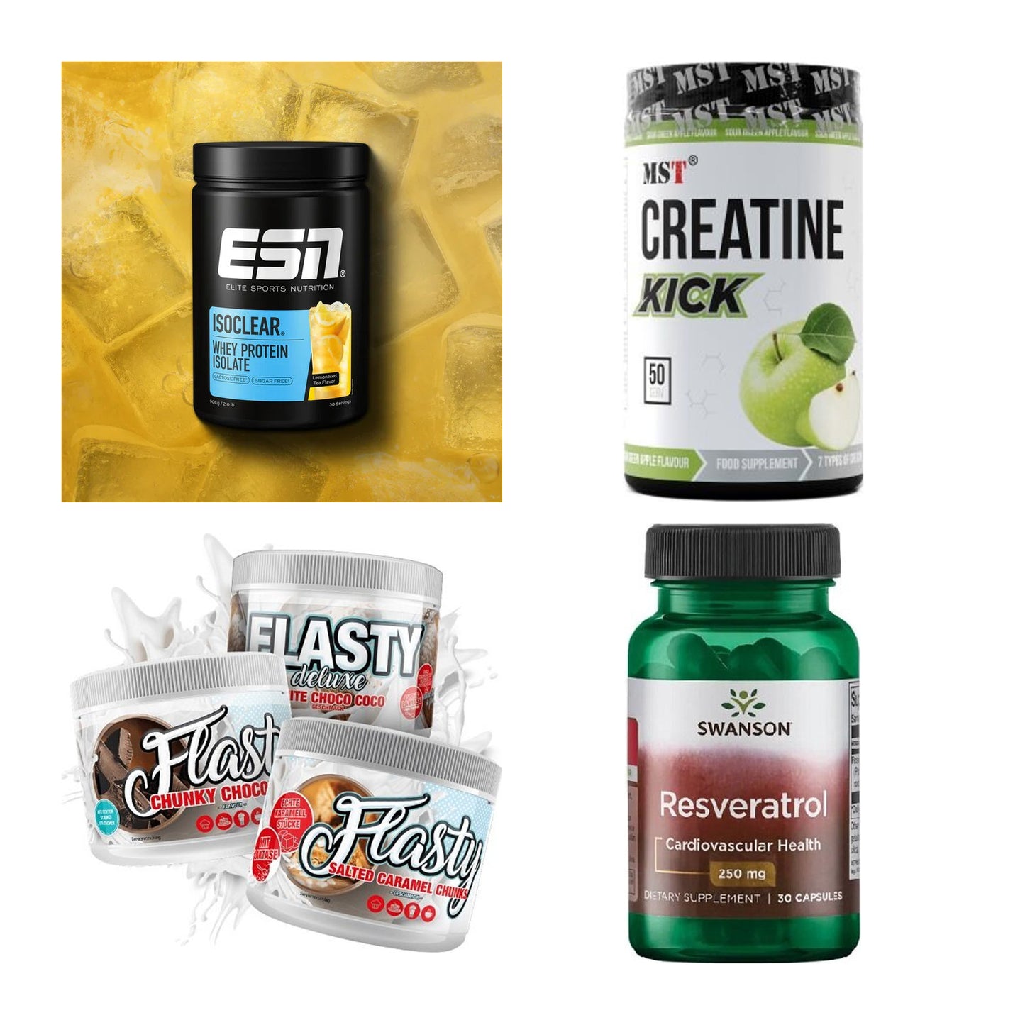 Wettkampfvorbereitung: ESN ISOCLEAR + MST Creatine + 2 weitere – alle enthaltenen Artikel