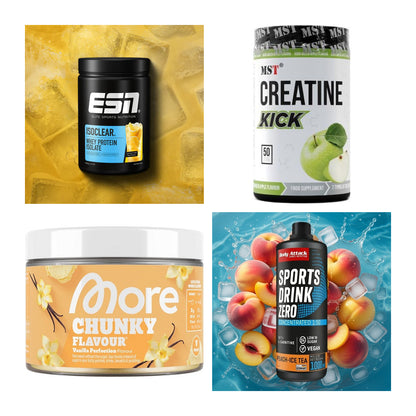 Wettkampfvorbereitung: ESN ISOCLEAR + MST Creatine + 2 weitere – alle enthaltenen Artikel