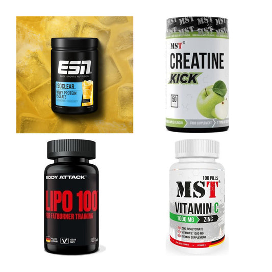 Wettkampfvorbereitung: ESN ISOCLEAR + MST Creatine + 2 weitere – alle enthaltenen Artikel