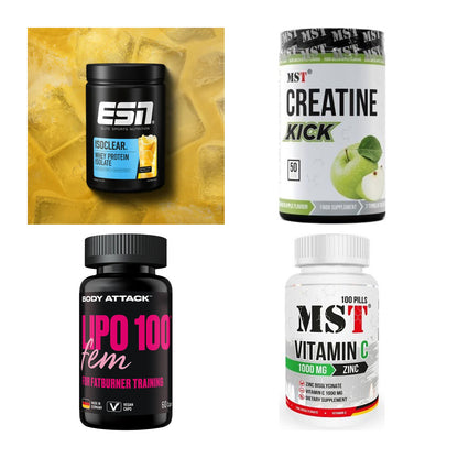 Wettkampfvorbereitung: ESN ISOCLEAR + MST Creatine + 2 weitere – alle enthaltenen Artikel