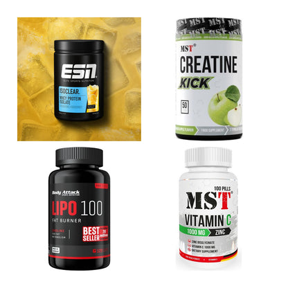 Wettkampfvorbereitung: ESN ISOCLEAR + MST Creatine + 2 weitere – alle enthaltenen Artikel