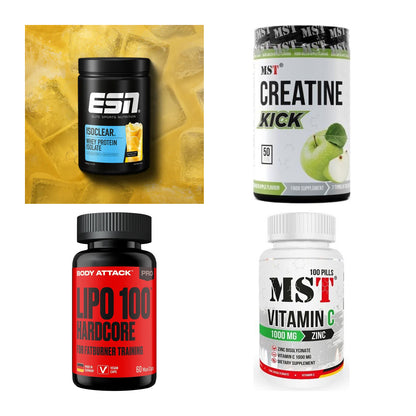 Wettkampfvorbereitung: ESN ISOCLEAR + MST Creatine + 2 weitere – alle enthaltenen Artikel