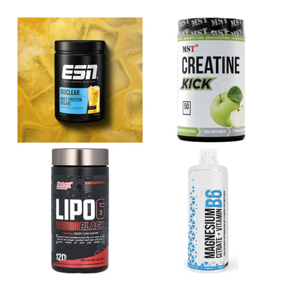 Wettkampfvorbereitung: ESN ISOCLEAR + MST Creatine + 2 weitere – alle enthaltenen Artikel