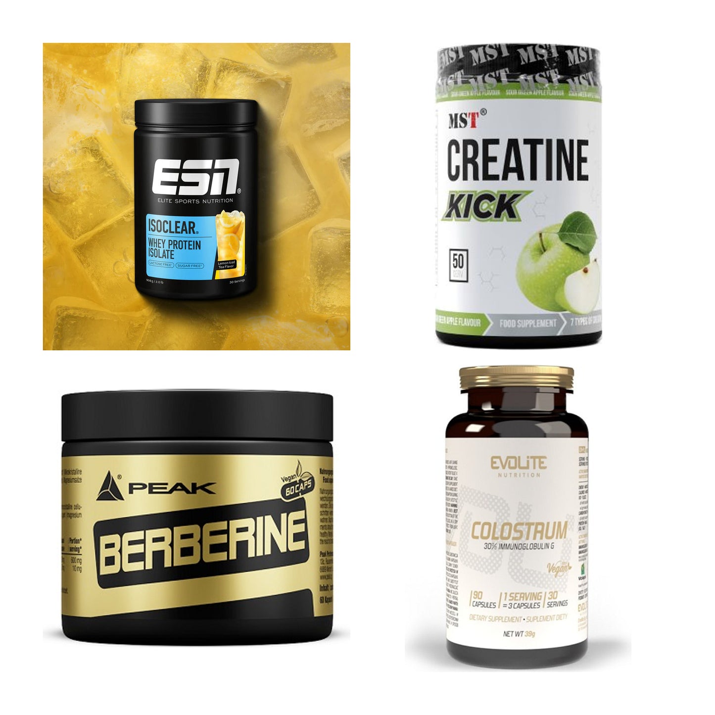 Wettkampfvorbereitung: ESN ISOCLEAR + MST Creatine + 2 weitere – alle enthaltenen Artikel