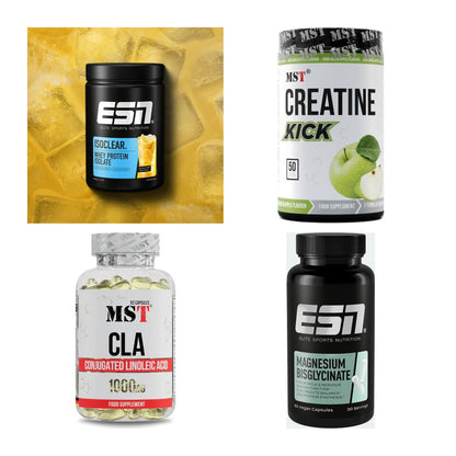 Wettkampfvorbereitung: ESN ISOCLEAR + MST Creatine + 2 weitere – alle enthaltenen Artikel