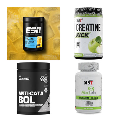 Wettkampfvorbereitung: ESN ISOCLEAR + MST Creatine + 2 weitere – alle enthaltenen Artikel