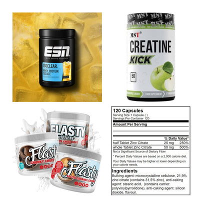 Wettkampfvorbereitung: ESN ISOCLEAR + MST Creatine + 2 weitere – alle enthaltenen Artikel