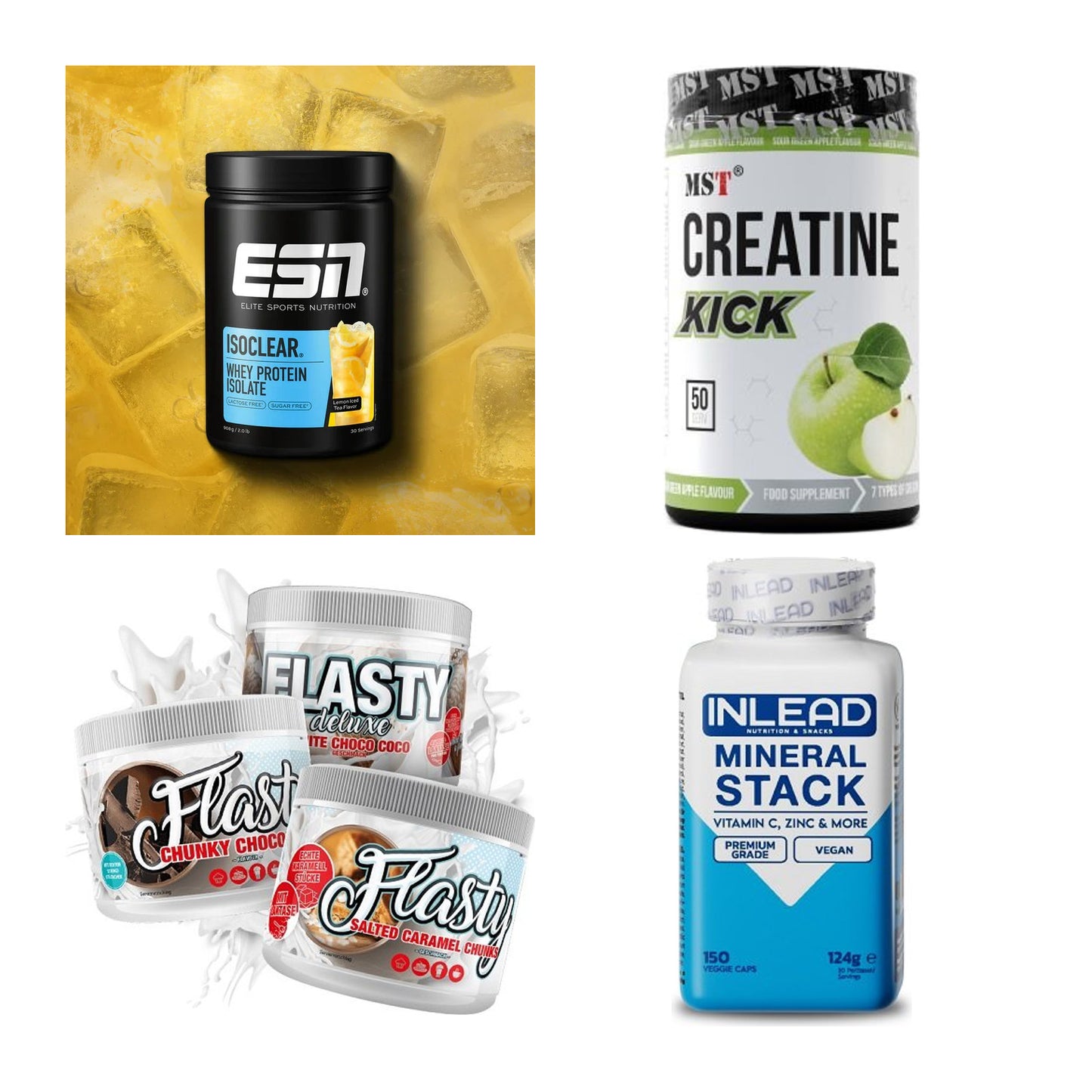 Wettkampfvorbereitung: ESN ISOCLEAR + MST Creatine + 2 weitere – alle enthaltenen Artikel