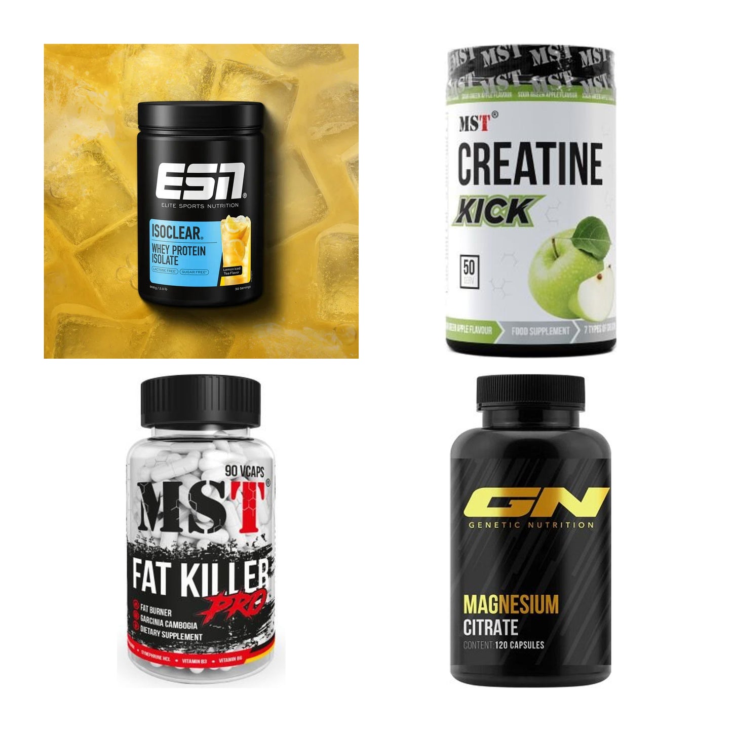 Wettkampfvorbereitung: ESN ISOCLEAR + MST Creatine + 2 weitere – alle enthaltenen Artikel