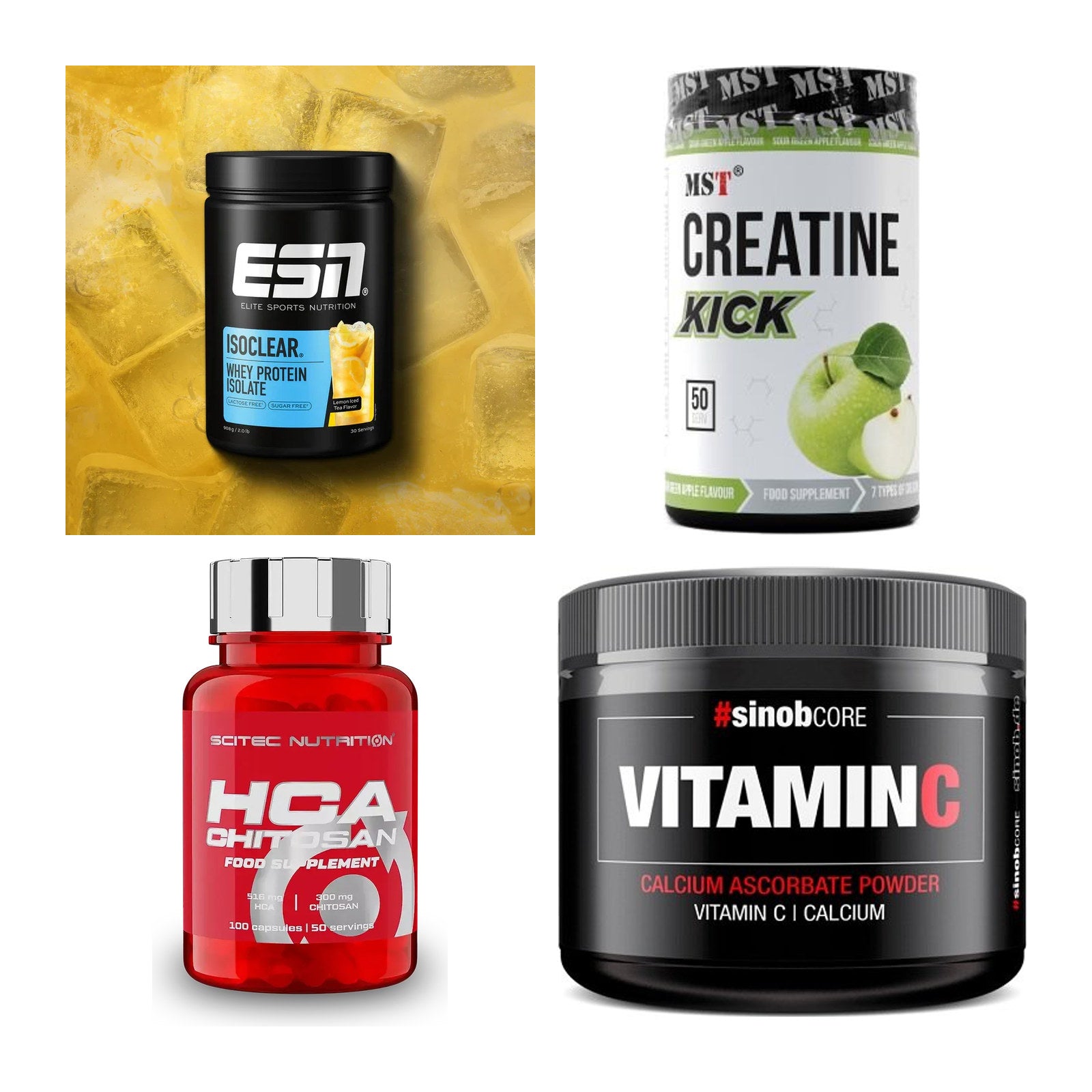 Wettkampfvorbereitung: ESN ISOCLEAR + MST Creatine + 2 weitere – alle enthaltenen Artikel