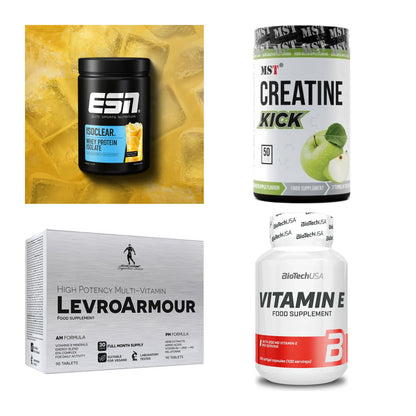 Wettkampfvorbereitung: ESN ISOCLEAR + MST Creatine + 2 weitere – alle enthaltenen Artikel
