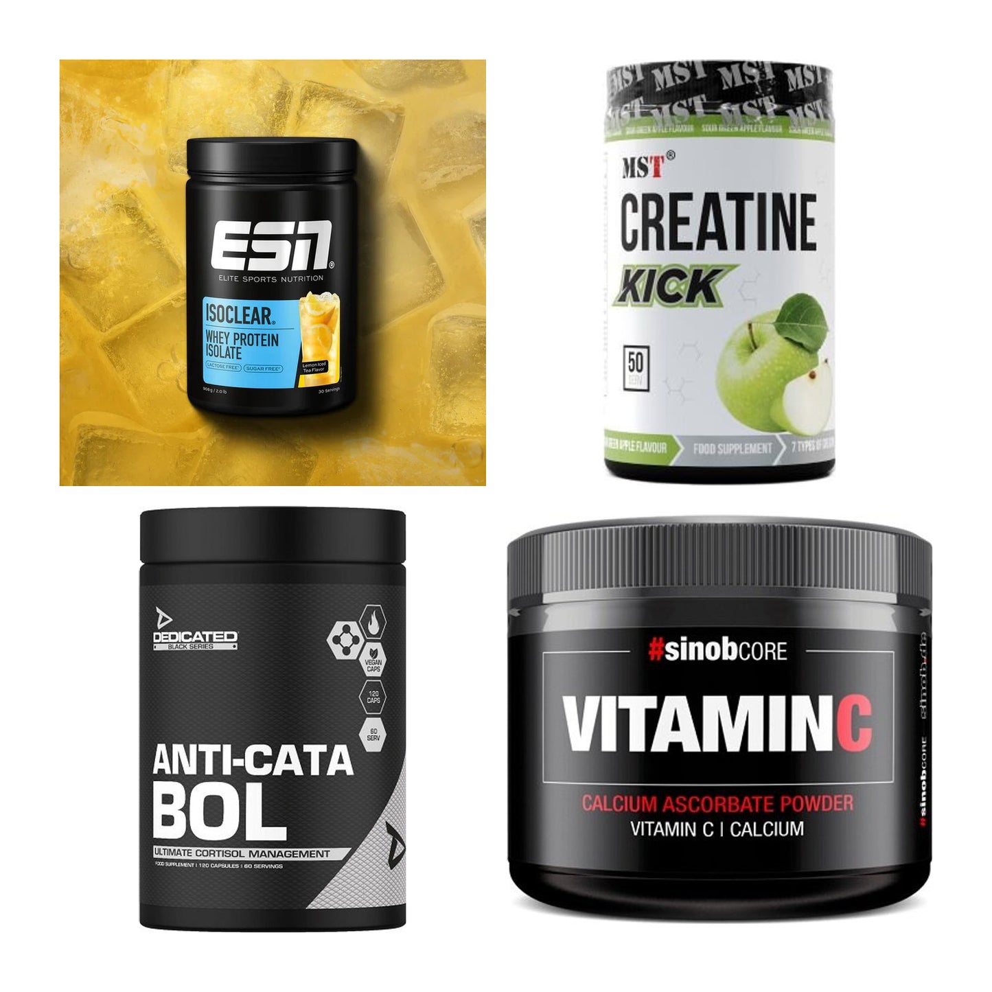 Wettkampfvorbereitung: ESN ISOCLEAR + MST Creatine + 2 weitere – alle enthaltenen Artikel
