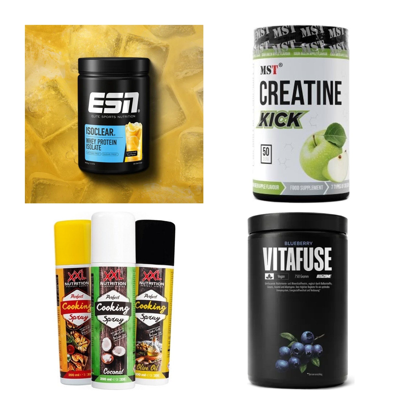 Wettkampfvorbereitung: ESN ISOCLEAR + MST Creatine + 2 weitere – alle enthaltenen Artikel