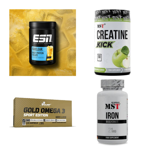 Wettkampfvorbereitung: ESN ISOCLEAR + MST Creatine + 2 weitere – alle enthaltenen Artikel