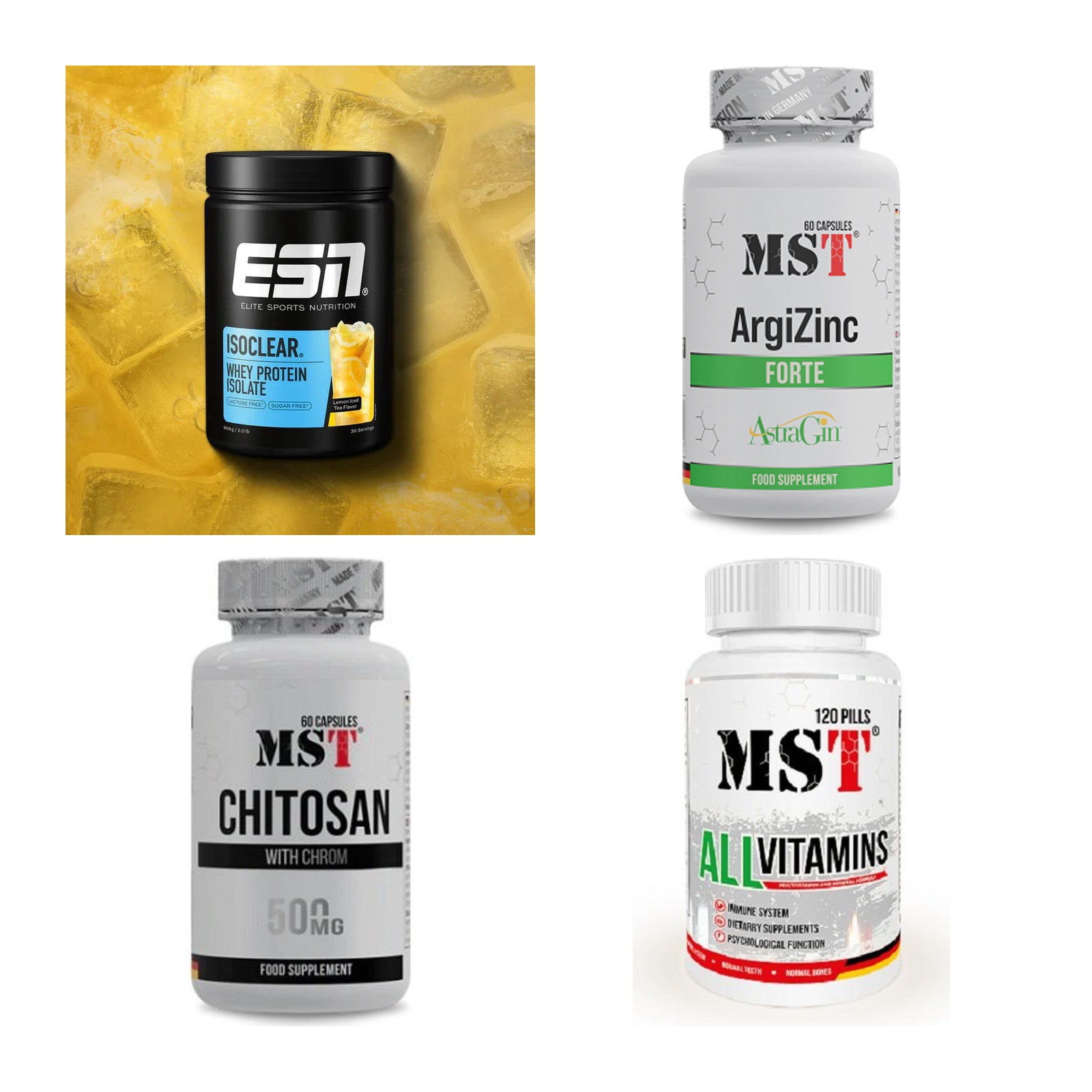 Wettkampfvorbereitung: ESN ISOCLEAR + MST ArgiZinc + 2 weitere – alle enthaltenen Artikel