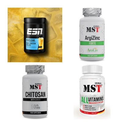 Wettkampfvorbereitung: ESN ISOCLEAR + MST ArgiZinc + 2 weitere – alle enthaltenen Artikel