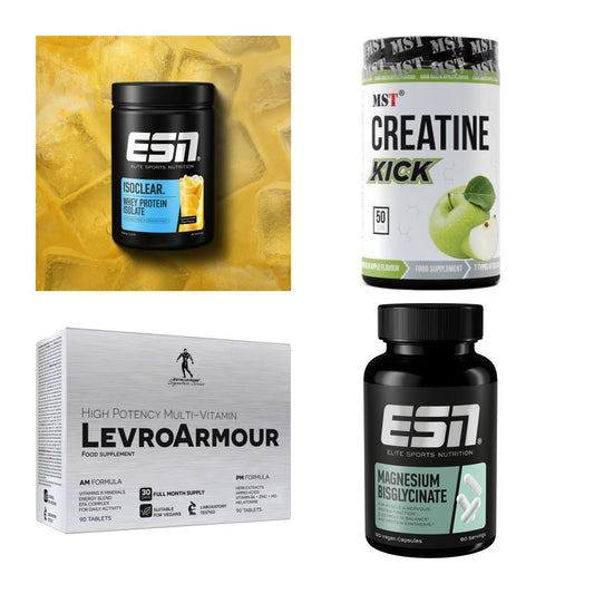 Wettkampfvorbereitung: ESN ISOCLEAR + MST Creatine + 2 weitere – alle enthaltenen Artikel