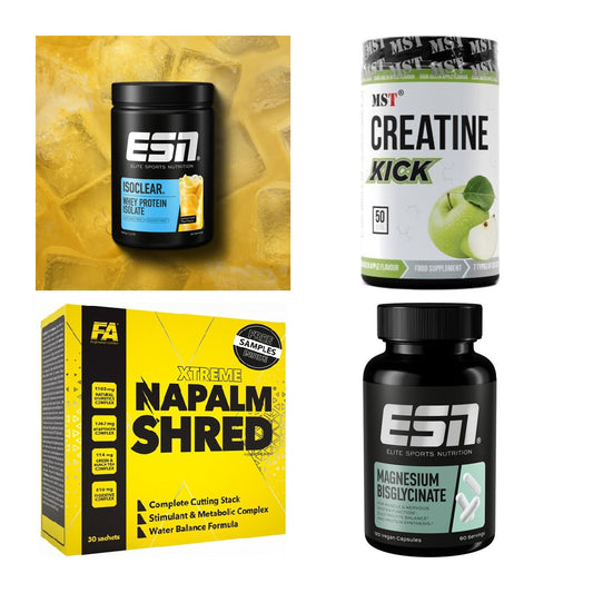 Wettkampfvorbereitung: ESN ISOCLEAR + MST Creatine + 2 weitere – alle enthaltenen Artikel