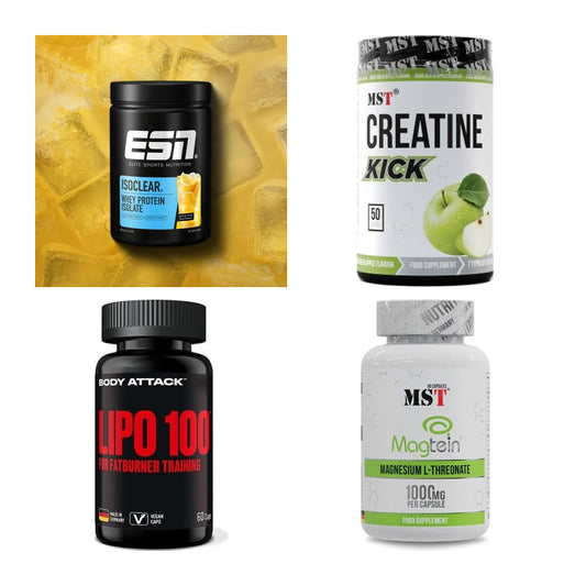 Wettkampfvorbereitung: ESN ISOCLEAR + MST Creatine + 2 weitere – alle enthaltenen Artikel