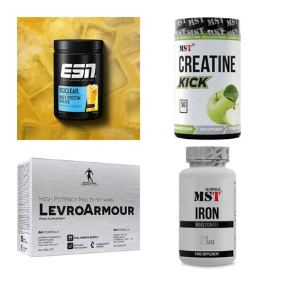 Wettkampfvorbereitung: ESN ISOCLEAR + MST Creatine + 2 weitere – alle enthaltenen Artikel