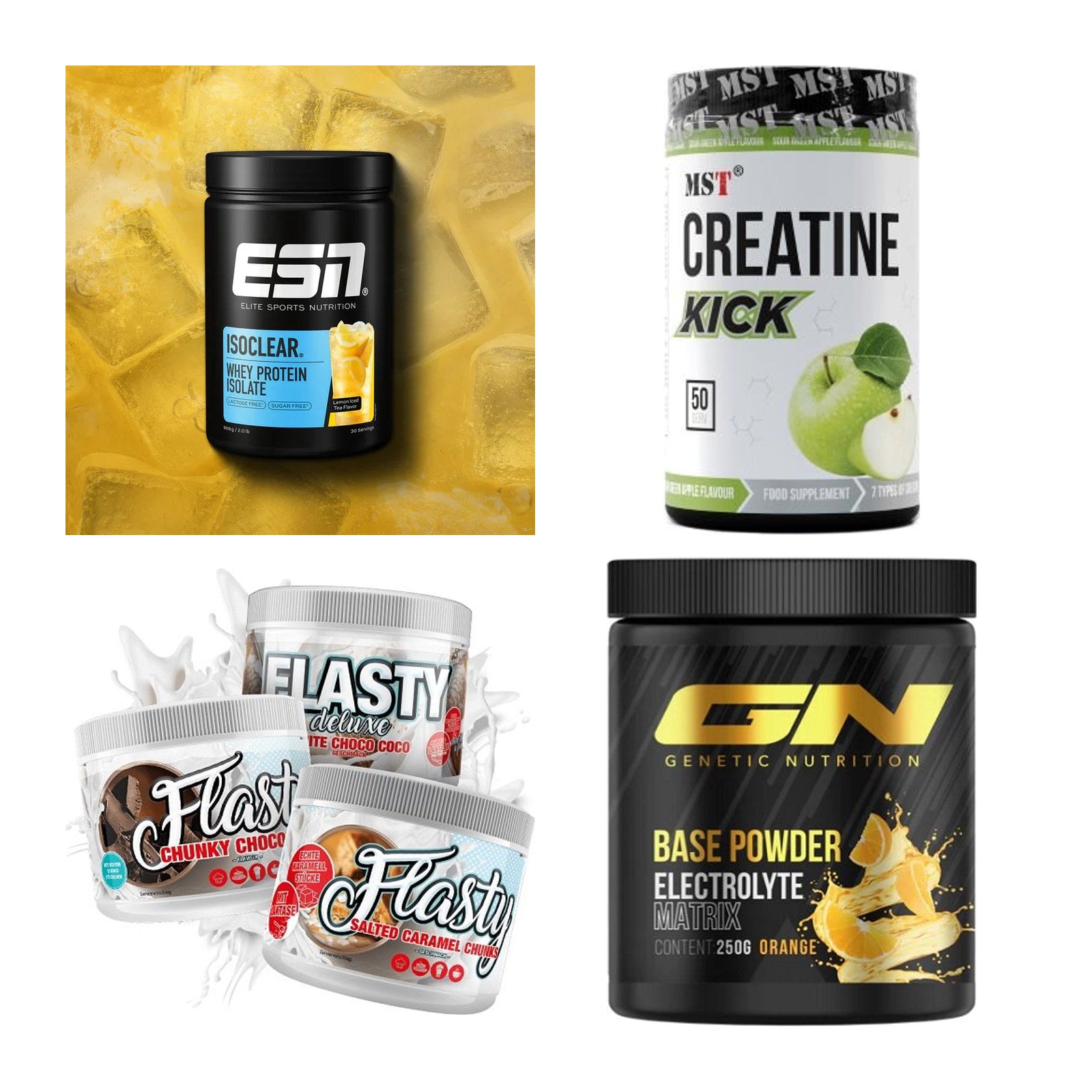 Wettkampfvorbereitung: ESN ISOCLEAR + MST Creatine + 2 weitere – alle enthaltenen Artikel