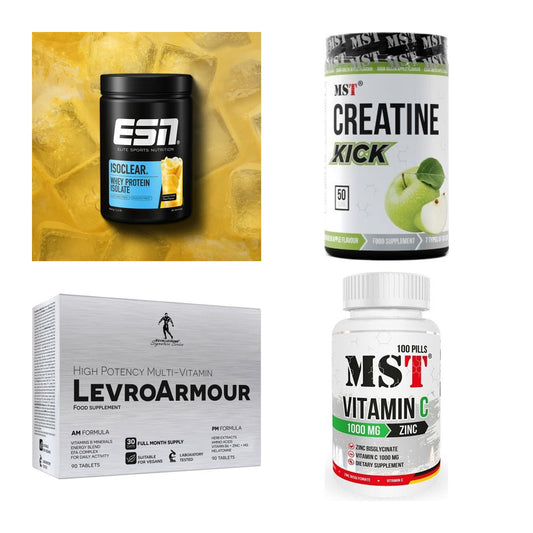 Wettkampfvorbereitung: ESN ISOCLEAR + MST Creatine + 2 weitere – alle enthaltenen Artikel