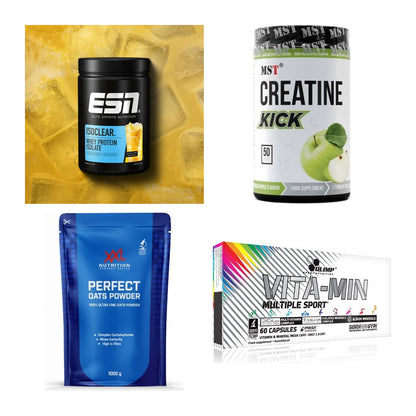 Wettkampfvorbereitung: ESN ISOCLEAR + MST Creatine + 2 weitere – alle enthaltenen Artikel