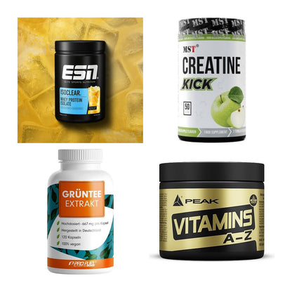 Wettkampfvorbereitung: ESN ISOCLEAR + MST Creatine + 2 weitere – alle enthaltenen Artikel